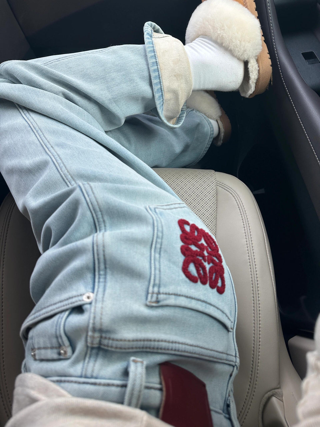 FLEECE-LINED DENIM PANTS