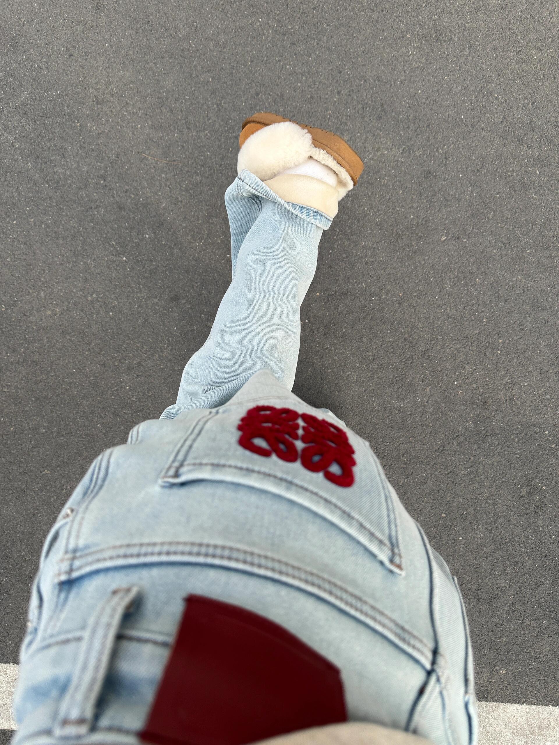 FLEECE-LINED DENIM PANTS