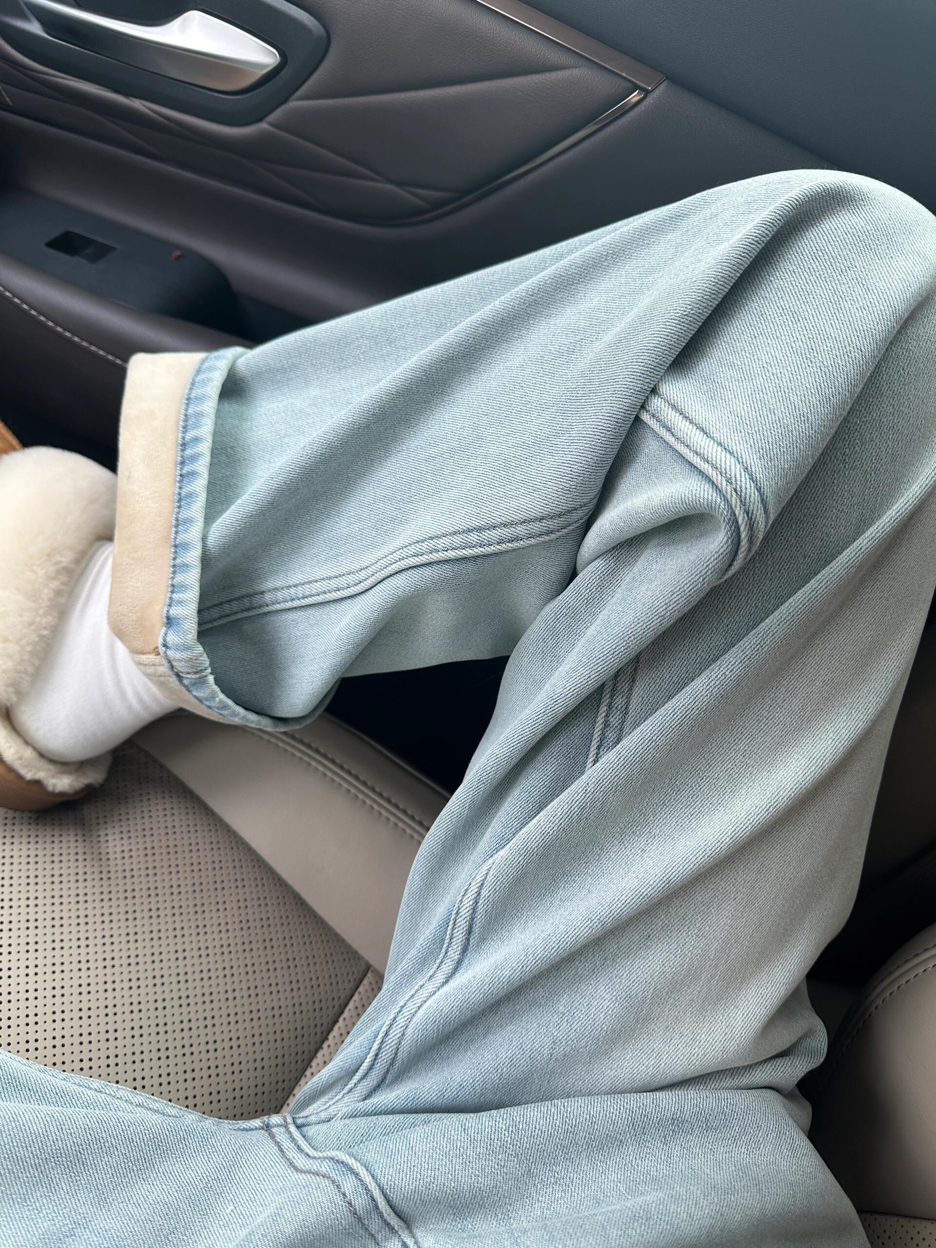 FLEECE-LINED DENIM PANTS