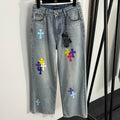 RELAXED FIT EMBROIDERED DENIM JEANS