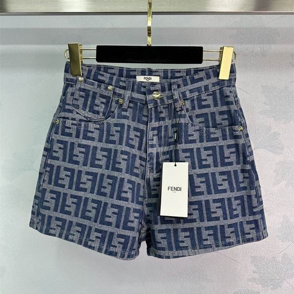 Denim monogram shorts