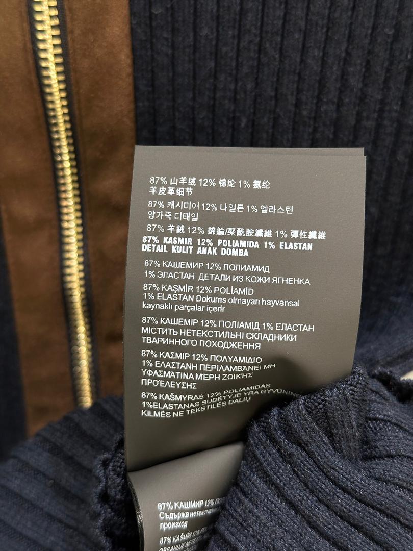 RIBBED ZIP-UP NAVY JACKET