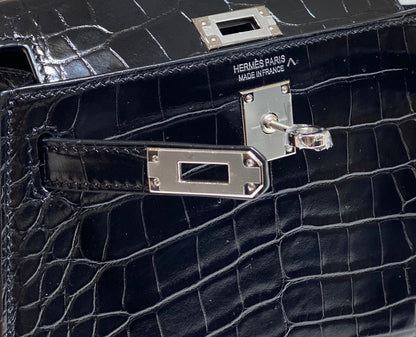 MINI 19 BLACK CROCODILE FAUX COWHIDE