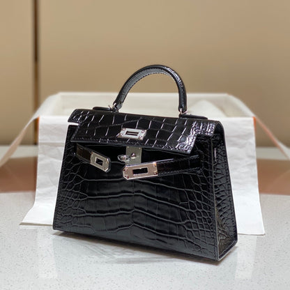 MINI 19 BLACK CROCODILE FAUX COWHIDE