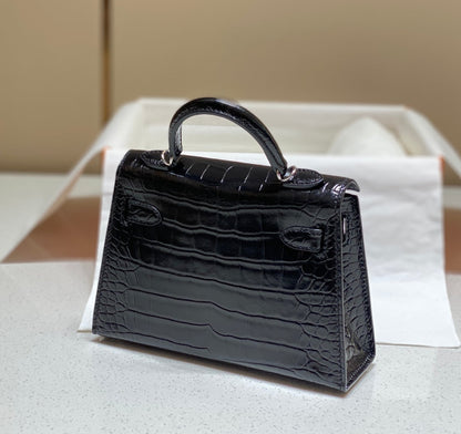 MINI 19 BLACK CROCODILE FAUX COWHIDE