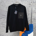 BLACK KNITTED SWEATER WITH POCKET DETAIL